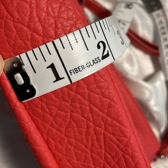 LC vegan orange crossbody bag with gold tone accents - Picture 14 of 15